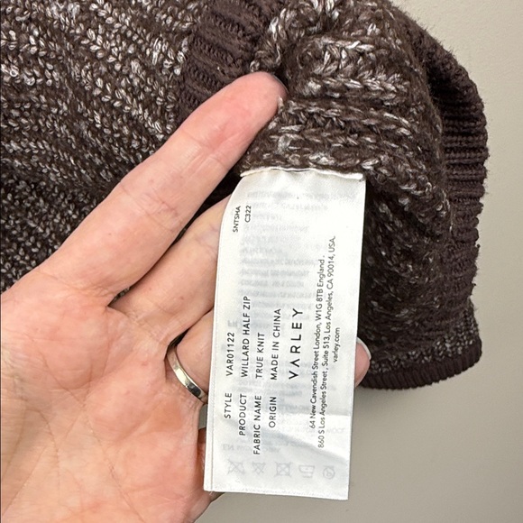 VARLEY Willard long sleeve sweater in coffee bean 1/2 zip small euc - Picture 10 of 14